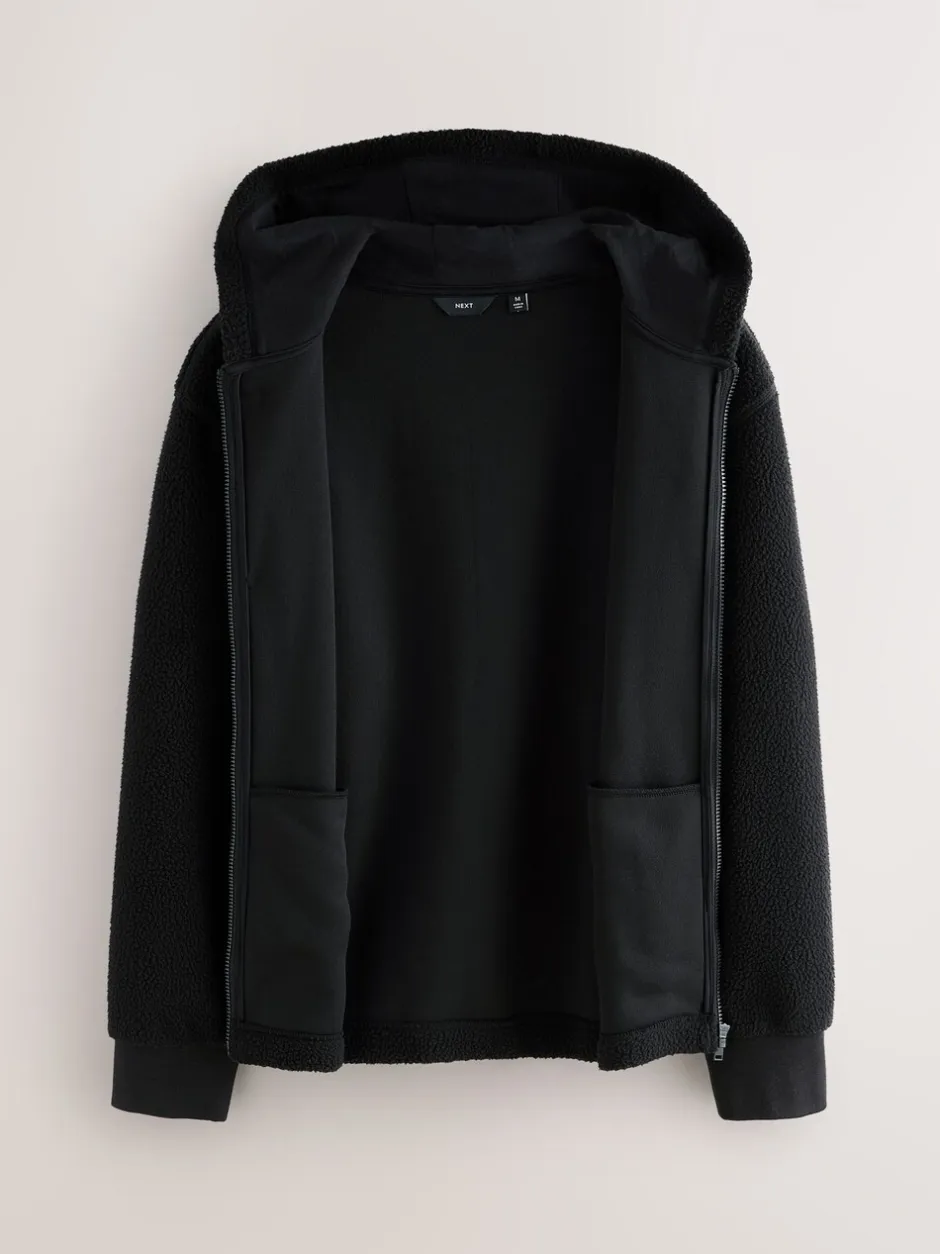 Sweaters En Hoody´S|Sweaters En Hoody´S|Next Zwart - Mat capuchon - Borg Fleece