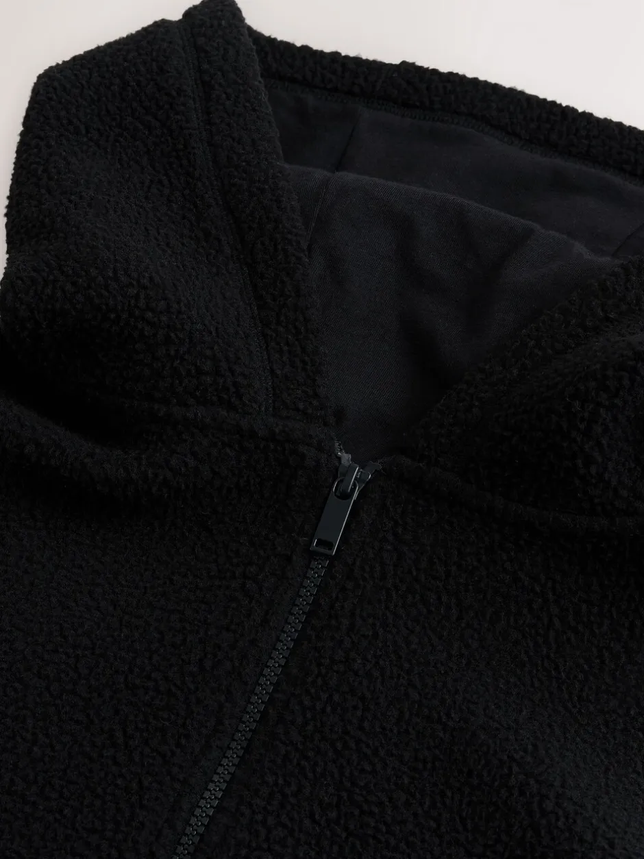 Sweaters En Hoody´S|Sweaters En Hoody´S|Next Zwart - Mat capuchon - Borg Fleece