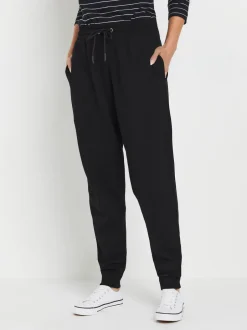Leggings En Joggingbroeken|M&Co - joggingbroek met boorden en trekkoord Zwart