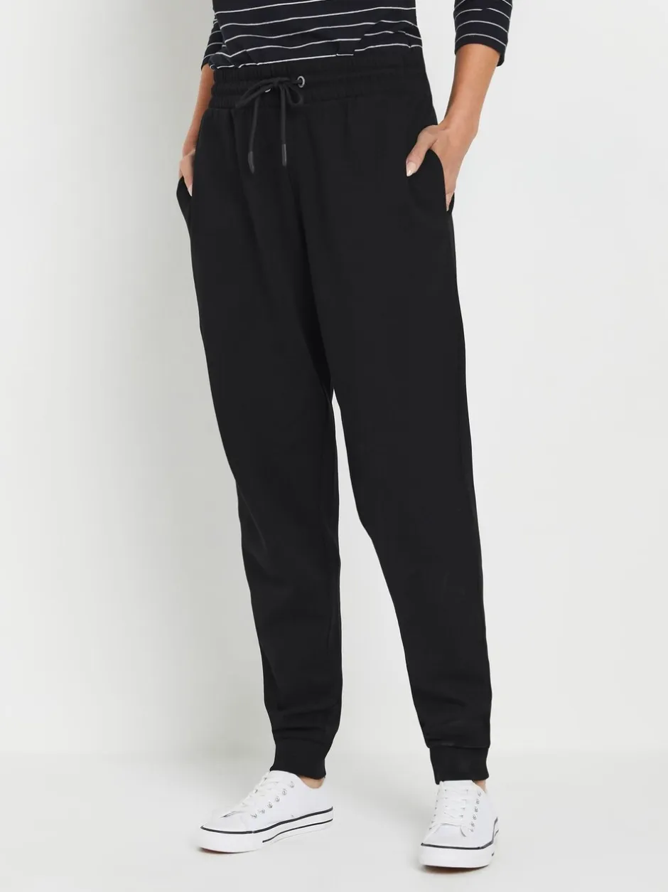 Leggings En Joggingbroeken|M&Co - joggingbroek met boorden en trekkoord Zwart