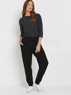 Leggings En Joggingbroeken|M&Co - joggingbroek met boorden en trekkoord Zwart