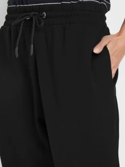 Leggings En Joggingbroeken|M&Co - joggingbroek met boorden en trekkoord Zwart