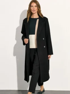 Jassen En Jacks|M&Co - Wrap Coat Zwart