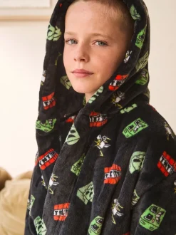 Kamerjassen|Nachtkleding En Pyjama's|Next Zwart - Minecraft fleece badjas (5-16jaar)