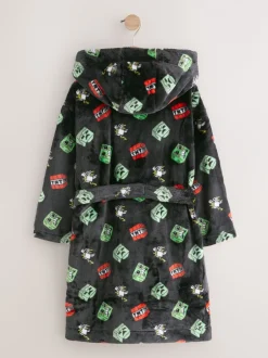 Kamerjassen|Nachtkleding En Pyjama's|Next Zwart - Minecraft fleece badjas (5-16jaar)