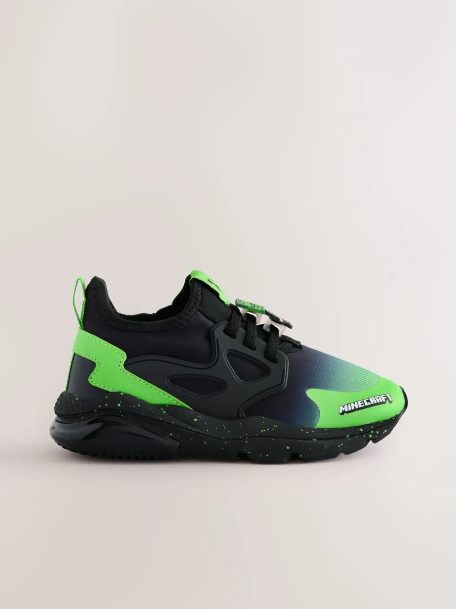 Sneakers|Next Zwart - Minecraft sneakers met elastische veters