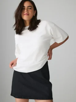 Rokken|Next Zwart - Mini denim rok met zandloper model