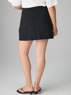 Rokken|Next Zwart - Mini denim rok met zandloper model
