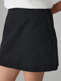 Rokken|Next Zwart - Mini denim rok met zandloper model