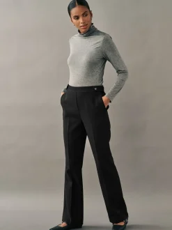 Kostuums En Werkkleding|Broeken|Next Zwart - Modieus gesneden bootcut broek
