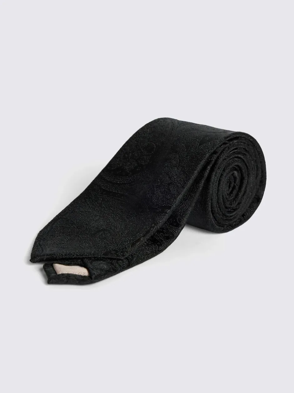 Stropdassen En Pochets*MOSS Zwart - Bruiloft Paisley Stropdas