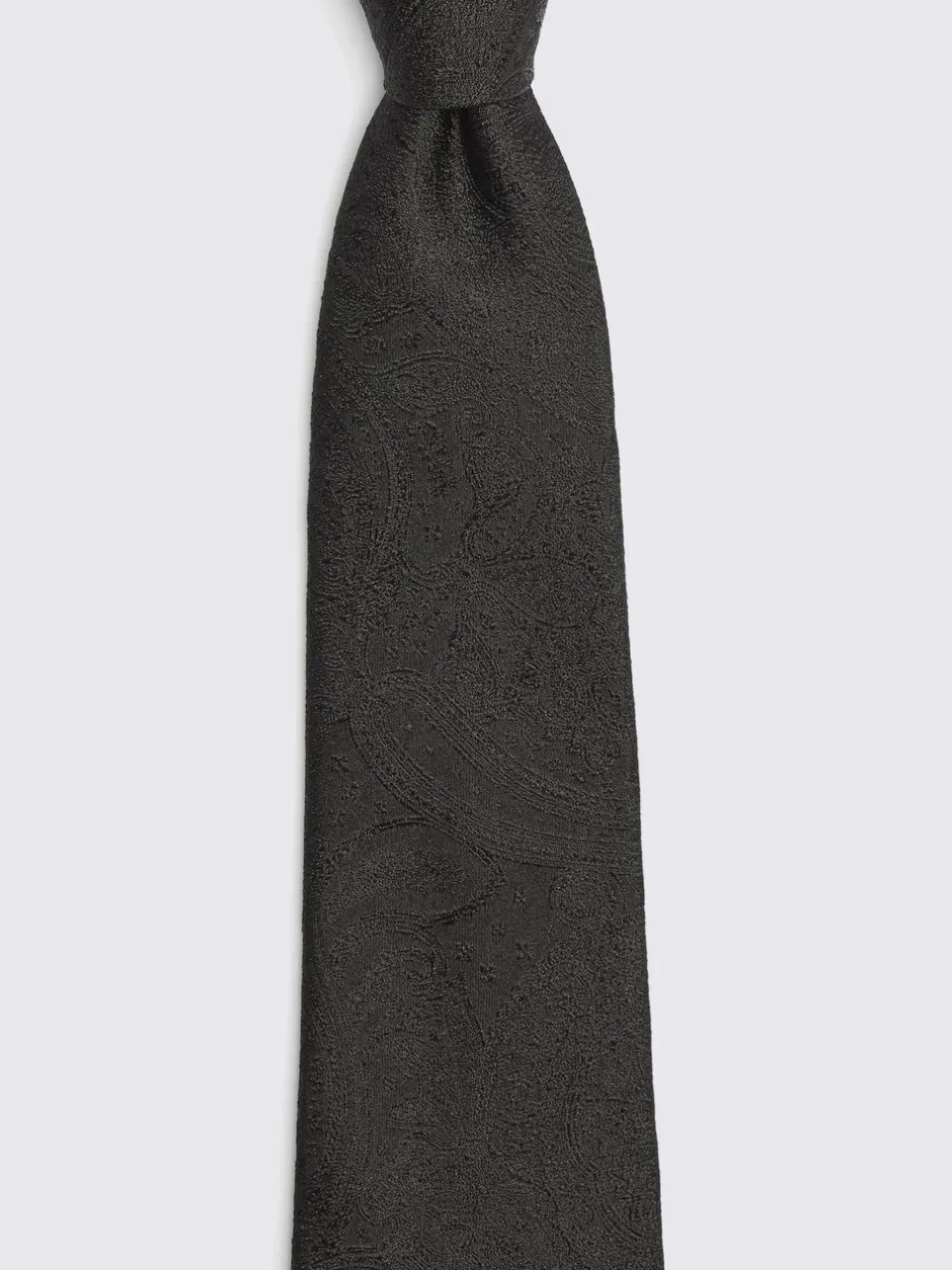 Stropdassen En Pochets*MOSS Zwart - Bruiloft Paisley Stropdas