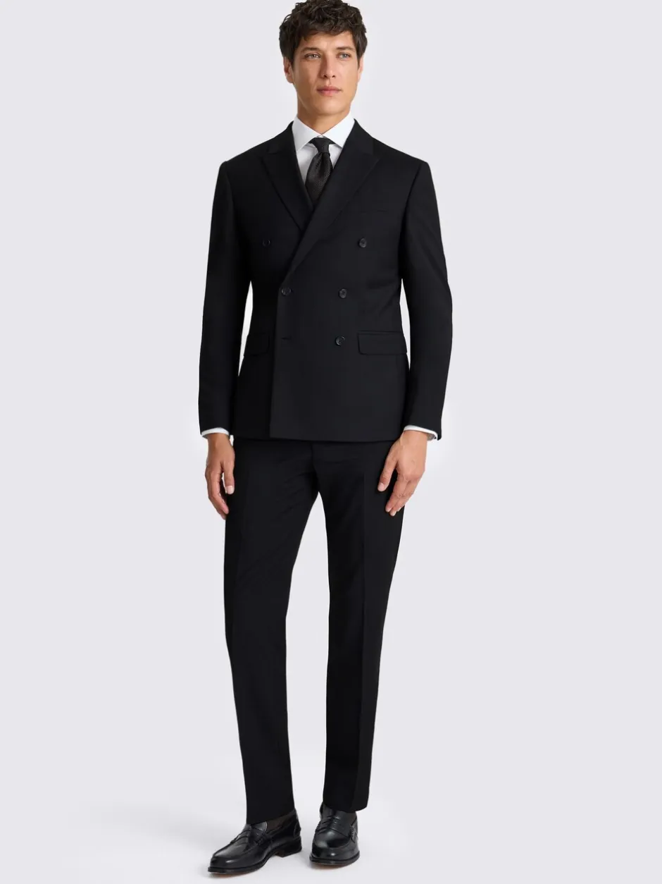 Blazers En Business-Jasjes|Pakken*MOSS - Slim Double Breasted Stretch Suit Jacket Zwart