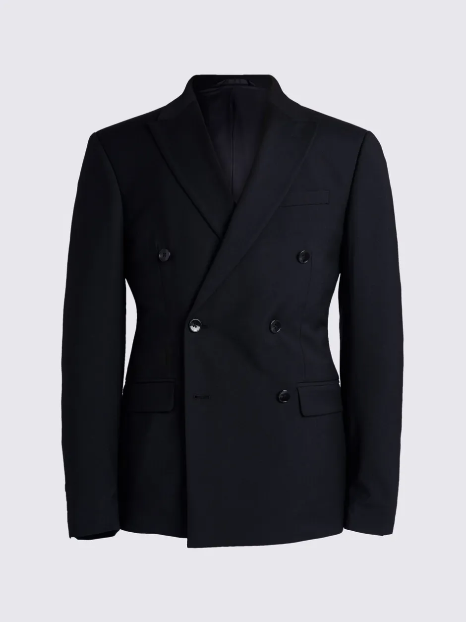 Blazers En Business-Jasjes|Pakken*MOSS - Slim Double Breasted Stretch Suit Jacket Zwart