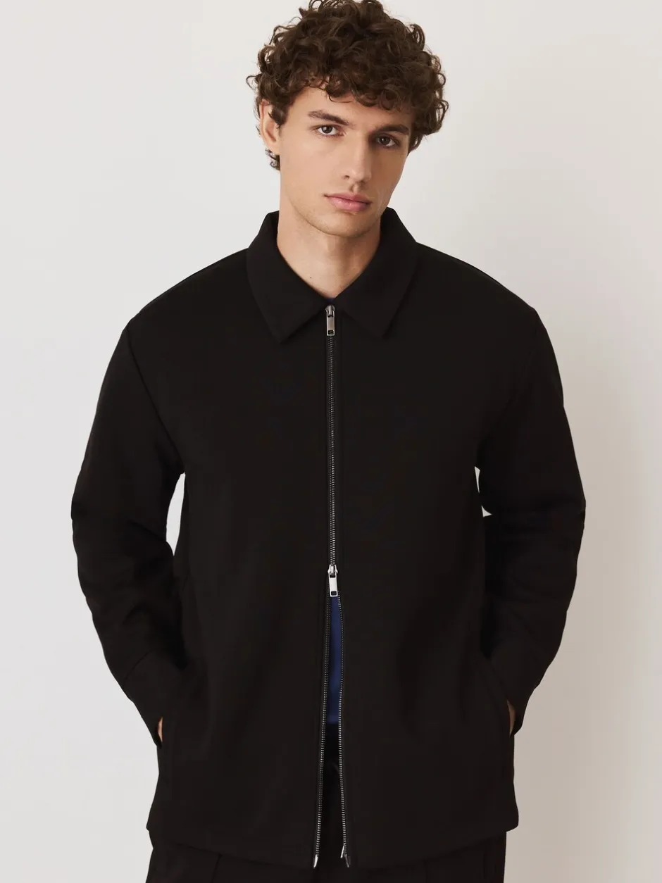 Formele Overhemden|Next - N. Premium Soft Touch Scuba Zip Through Shacket Zwart