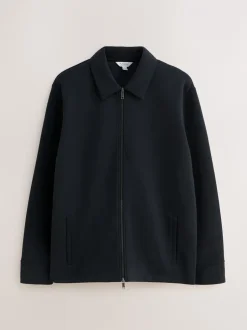 Formele Overhemden|Next - N. Premium Soft Touch Scuba Zip Through Shacket Zwart
