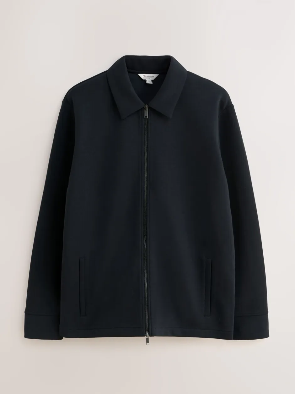 Formele Overhemden|Next - N. Premium Soft Touch Scuba Zip Through Shacket Zwart