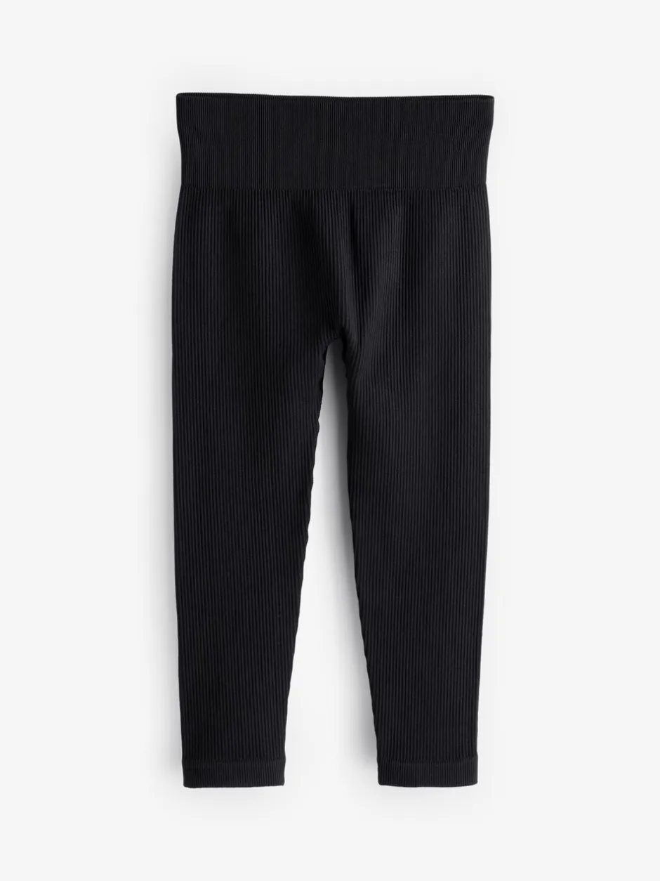 Broeken En Leggings*Next Zwart - Naadloze geribbelde leggings met hoge taille (3-16jaar)