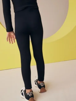Broeken En Leggings*Next Zwart - Naadloze geribbelde leggings met hoge taille (3-16jaar)