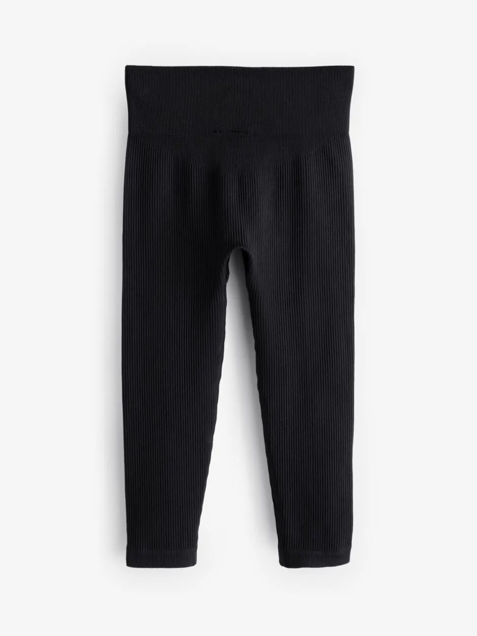 Broeken En Leggings*Next Zwart - Naadloze geribbelde leggings met hoge taille (3-16jaar)