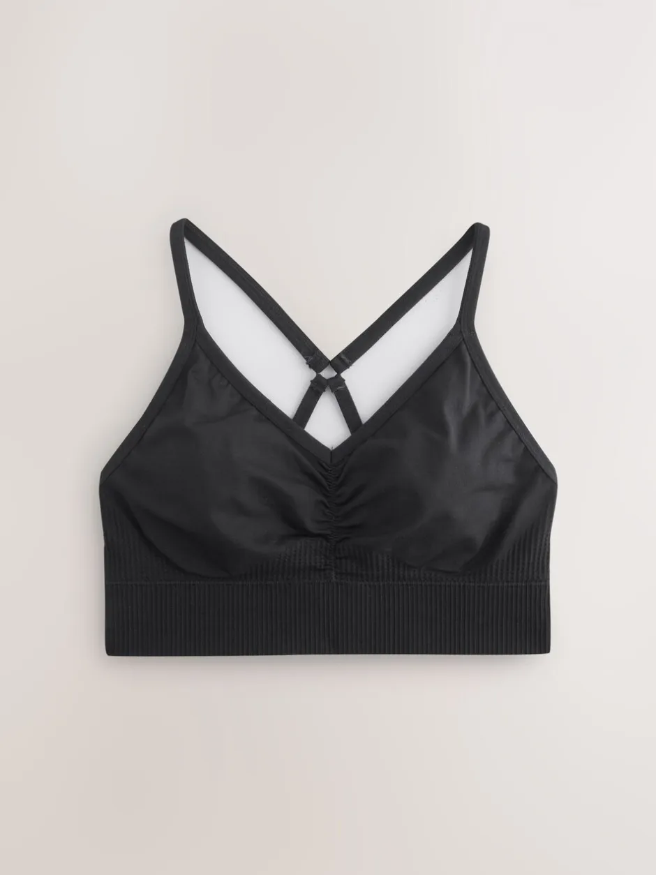 Beha's|Sportkleding|Next - Naadloze sportbeha met bandjes Zwart