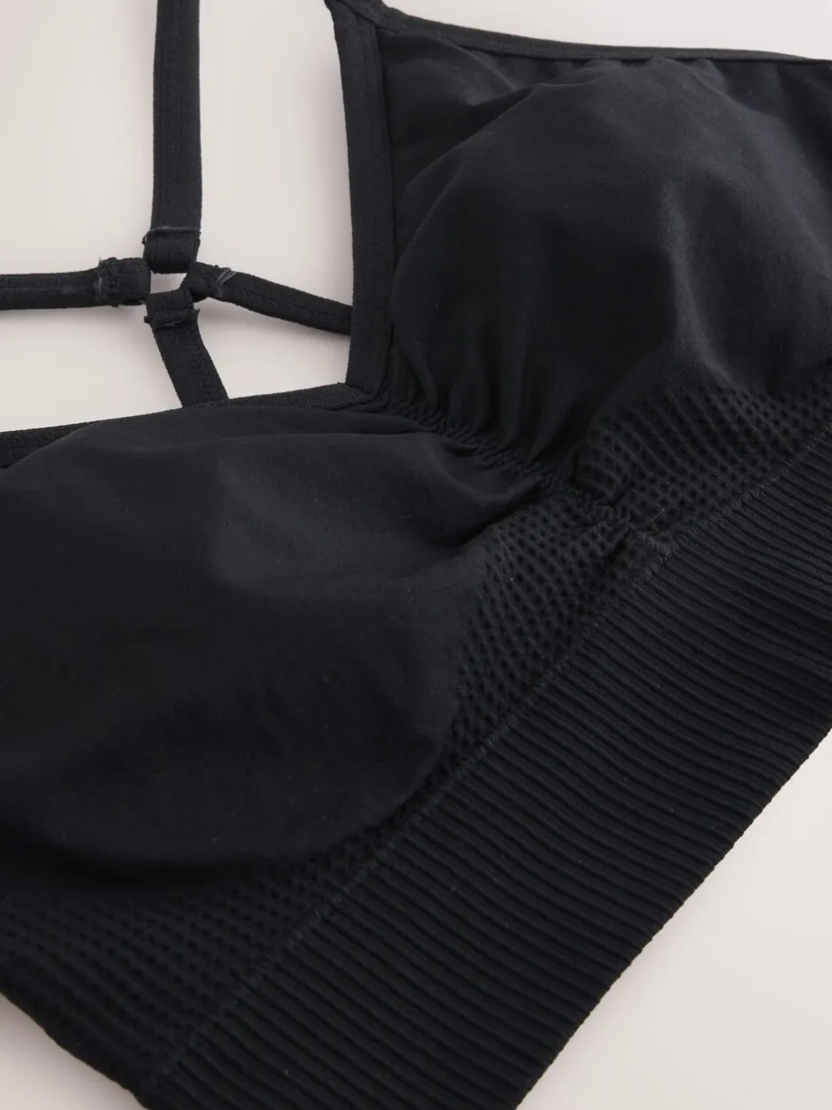 Beha's|Sportkleding|Next - Naadloze sportbeha met bandjes Zwart