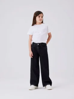 Jeans|Name It Zwart - jeans met wijde pijpen