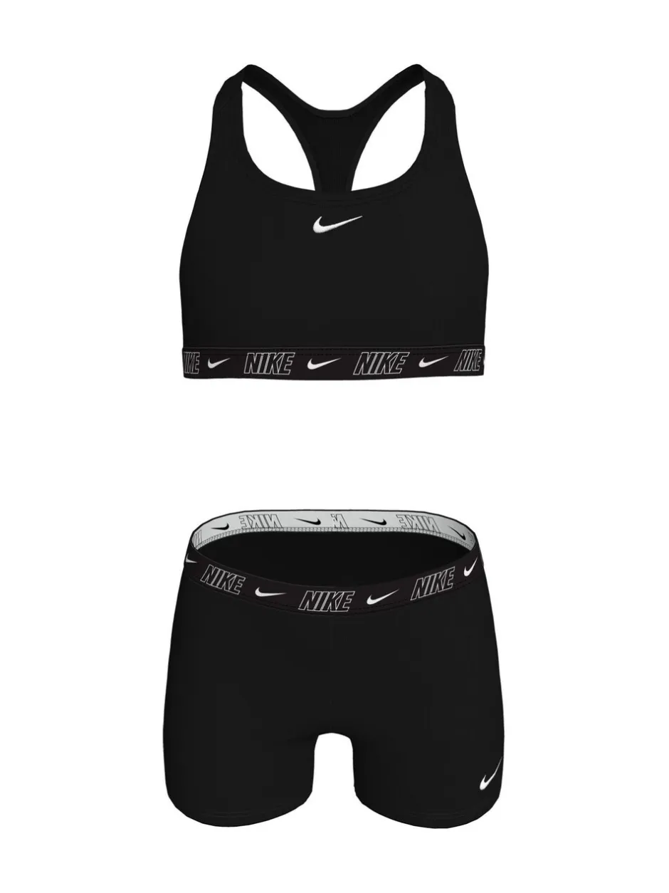 Badkleding|Nike - Bikini racerback short met logobies Zwart