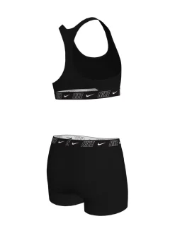 Badkleding|Nike - Bikini racerback short met logobies Zwart