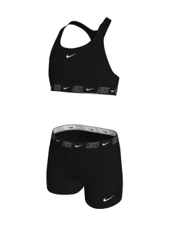 Badkleding|Nike - Bikini racerback short met logobies Zwart