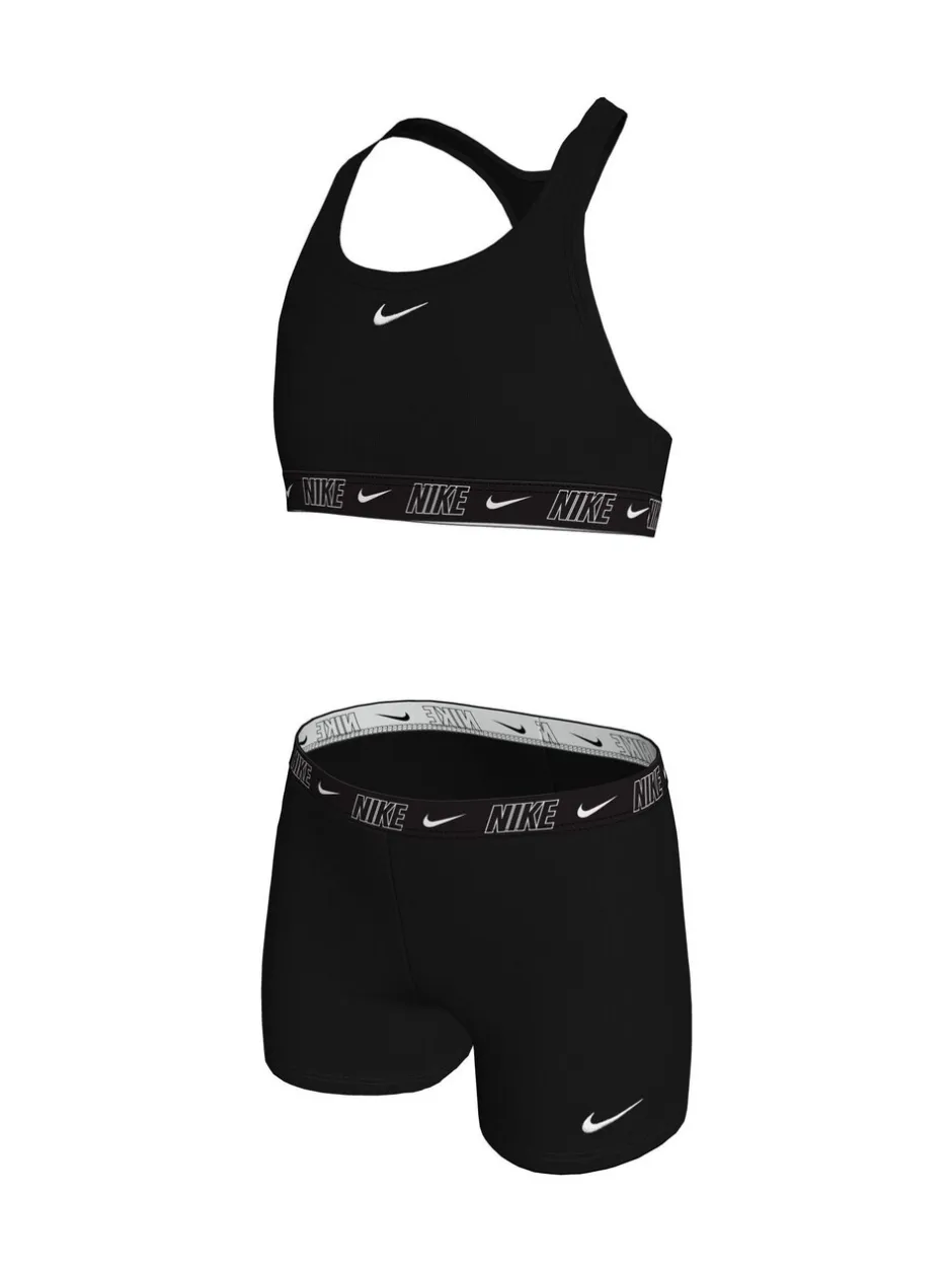 Badkleding|Nike - Bikini racerback short met logobies Zwart