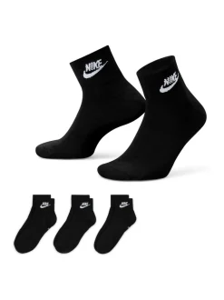 Sokken|Sokken|Nike - Everyday Essential Ankle 100% Cotton Socks 3 Pack Zwart