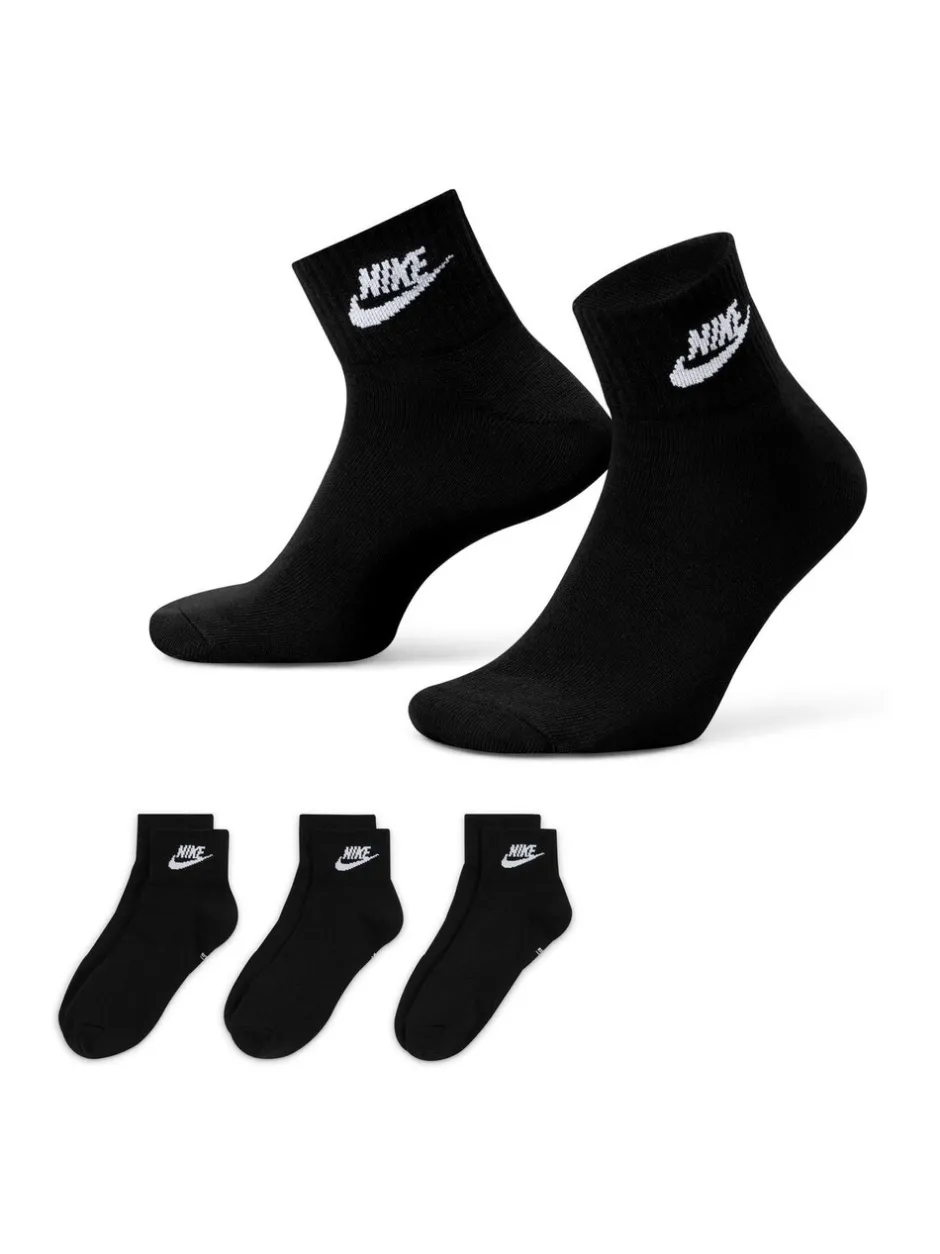 Sokken|Sokken|Nike - Everyday Essential Ankle 100% Cotton Socks 3 Pack Zwart
