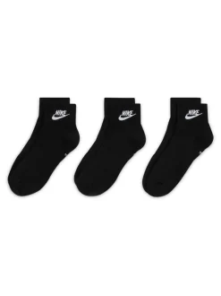 Sokken|Sokken|Nike - Everyday Essential Ankle 100% Cotton Socks 3 Pack Zwart