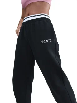 Leggings En Joggingbroeken|Nike - oversized Phoenix fleece joggingbroek met hoge taille en grafisch logo Zwart