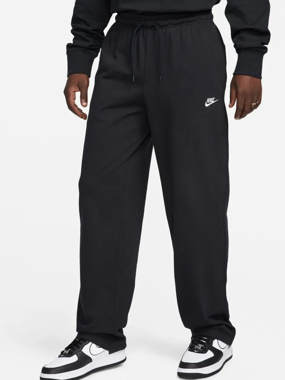 Joggingbroeken*Nike - Sportkleding Club gebreide joggingbroek met open zoom van 100% katoen Zwart
