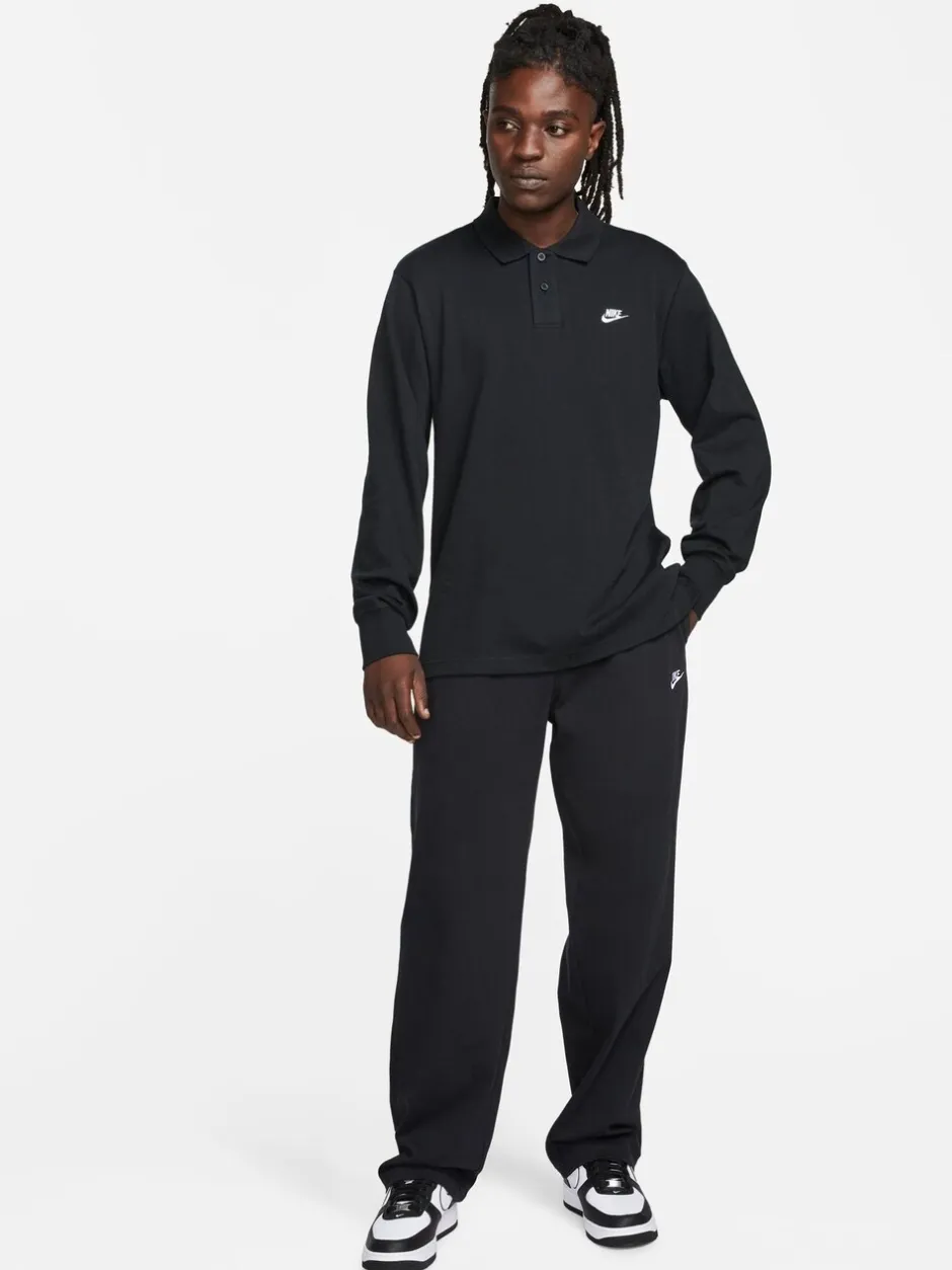 Joggingbroeken*Nike - Sportkleding Club gebreide joggingbroek met open zoom van 100% katoen Zwart