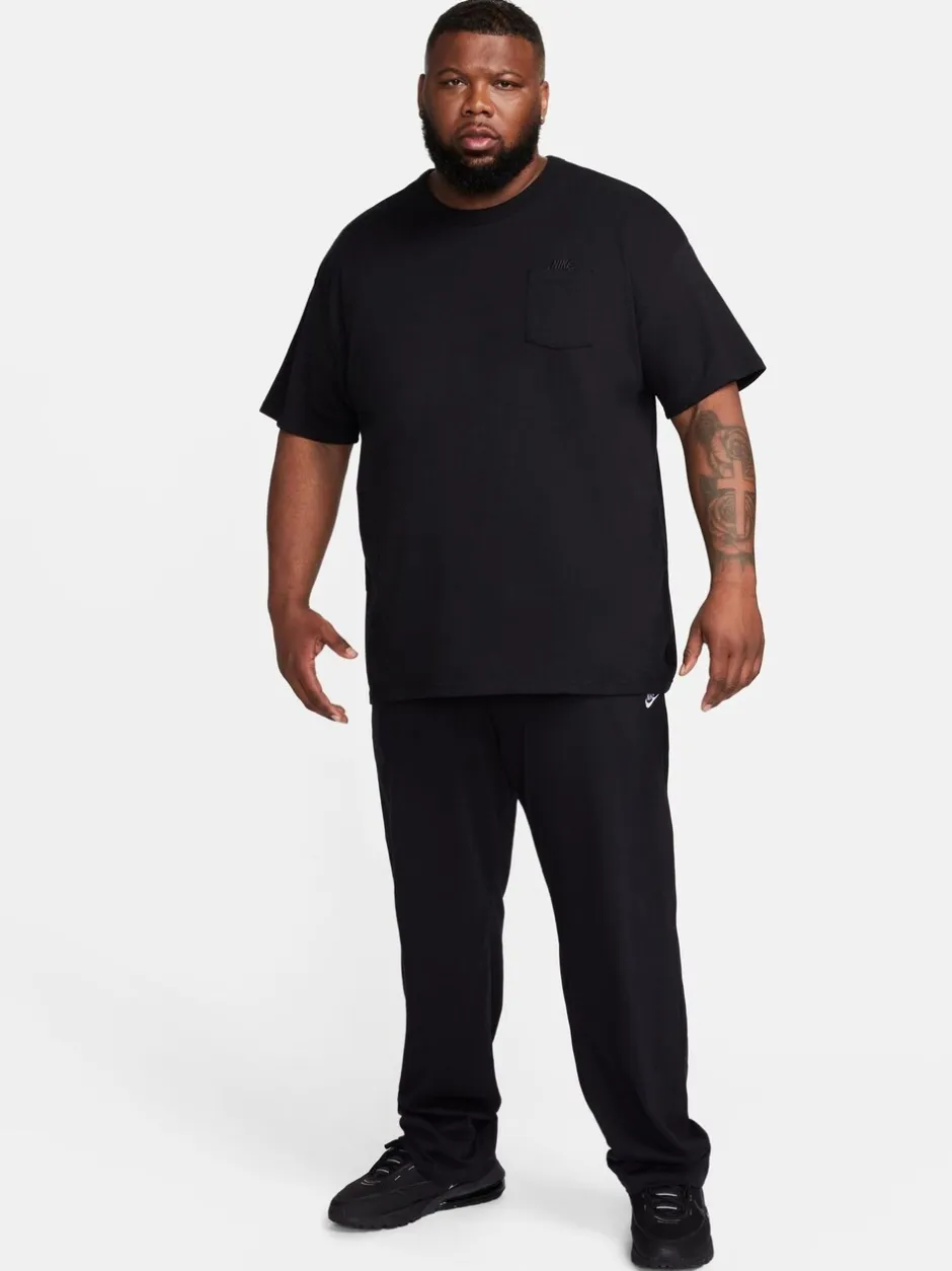 Joggingbroeken*Nike - Sportkleding Club gebreide joggingbroek met open zoom van 100% katoen Zwart