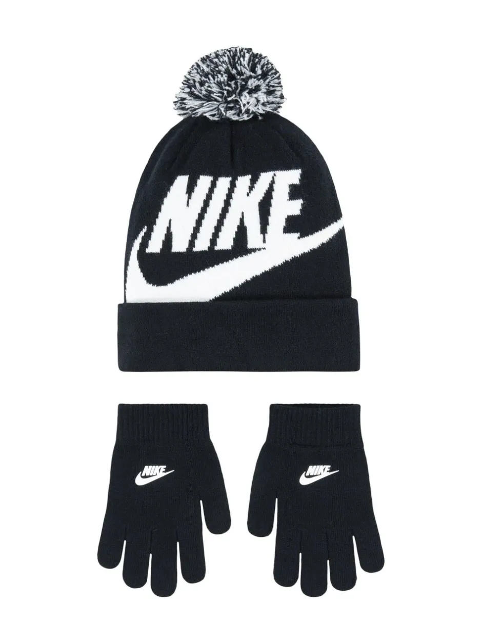 Mutsen, Handschoenen En Sjaals*Nike - Swoosh Pom Beanie and Glove Set Zwart