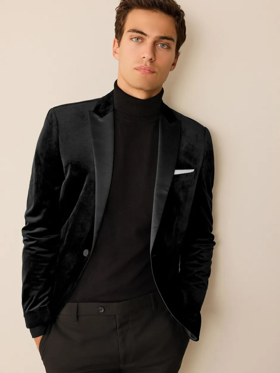 Smokings En Feestkleding|Blazers En Business-Jasjes|Next - Normale Pasvorm - Fluwelen blazer Zwart