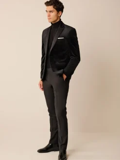 Smokings En Feestkleding|Blazers En Business-Jasjes|Next - Normale Pasvorm - Fluwelen blazer Zwart