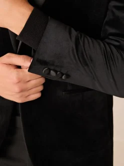 Smokings En Feestkleding|Blazers En Business-Jasjes|Next - Normale Pasvorm - Fluwelen blazer Zwart