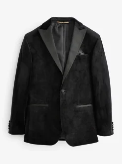 Smokings En Feestkleding|Blazers En Business-Jasjes|Next - Normale Pasvorm - Fluwelen blazer Zwart