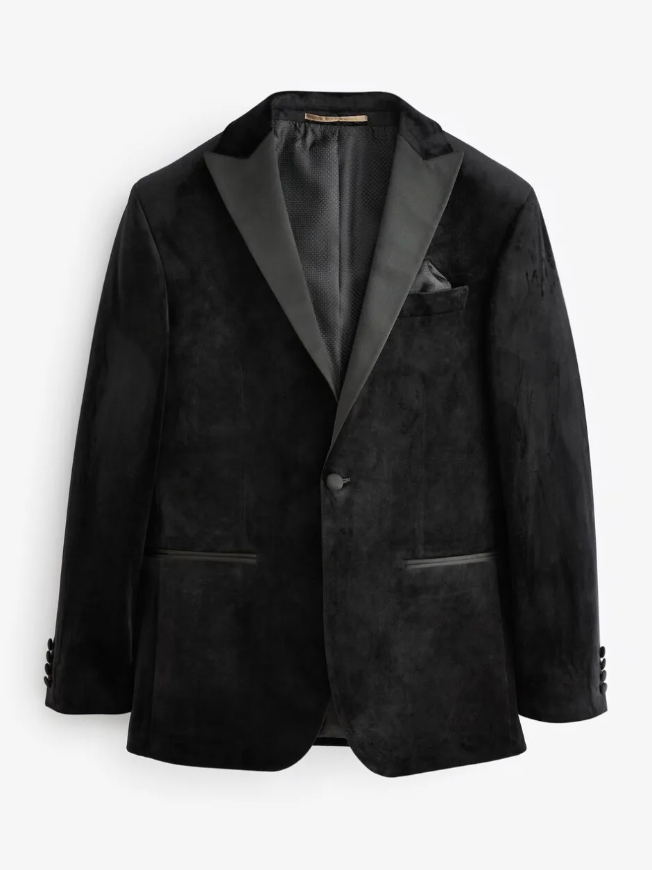 Smokings En Feestkleding|Blazers En Business-Jasjes|Next - Normale Pasvorm - Fluwelen blazer Zwart