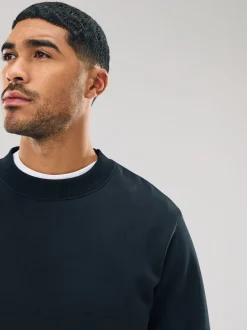 Sweaters En Hoody´S|Sweaters En Hoody´S|Next Zwart - Normale Pasvorm - Heavyweight Cotton Rich Crew Neck Sweatshirt