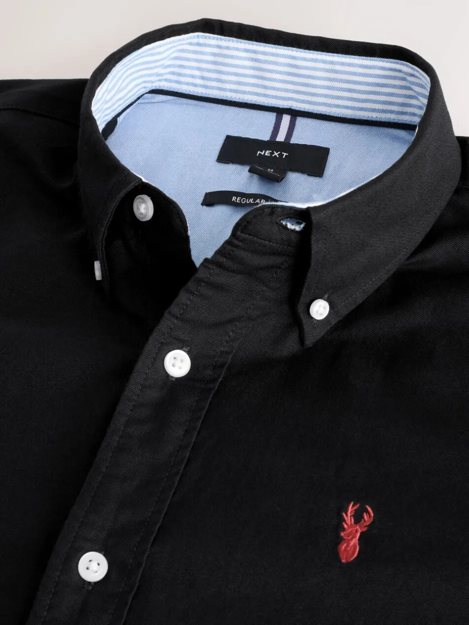 Shirts|Next Zwart - Normale Pasvorm - Oxford-hemd met lange mouwen