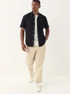Formele Overhemden|Shirts|Next Zwart - Normale Pasvorm - Oxford-overhemd met korte mouwen