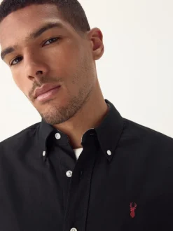 Formele Overhemden|Shirts|Next Zwart - Normale Pasvorm - Oxford-overhemd met korte mouwen