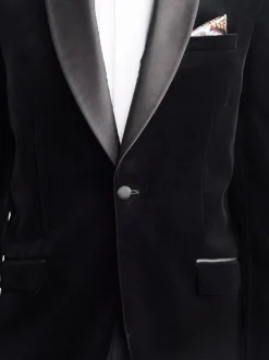 Smokings En Feestkleding*Next - Normale Pasvorm - Signature Pontoglio Italiaanse fluwelen blazer met sjaalkraag Zwart