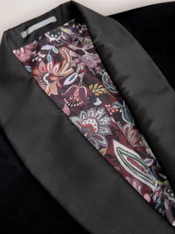 Smokings En Feestkleding*Next - Normale Pasvorm - Signature Pontoglio Italiaanse fluwelen blazer met sjaalkraag Zwart